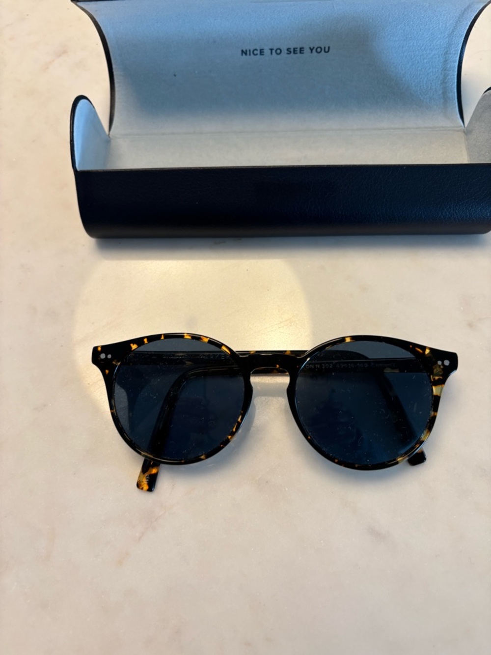 Warby Parker Renton Tortoiseshell Round Sunglasses with Dark Blue Lenses
